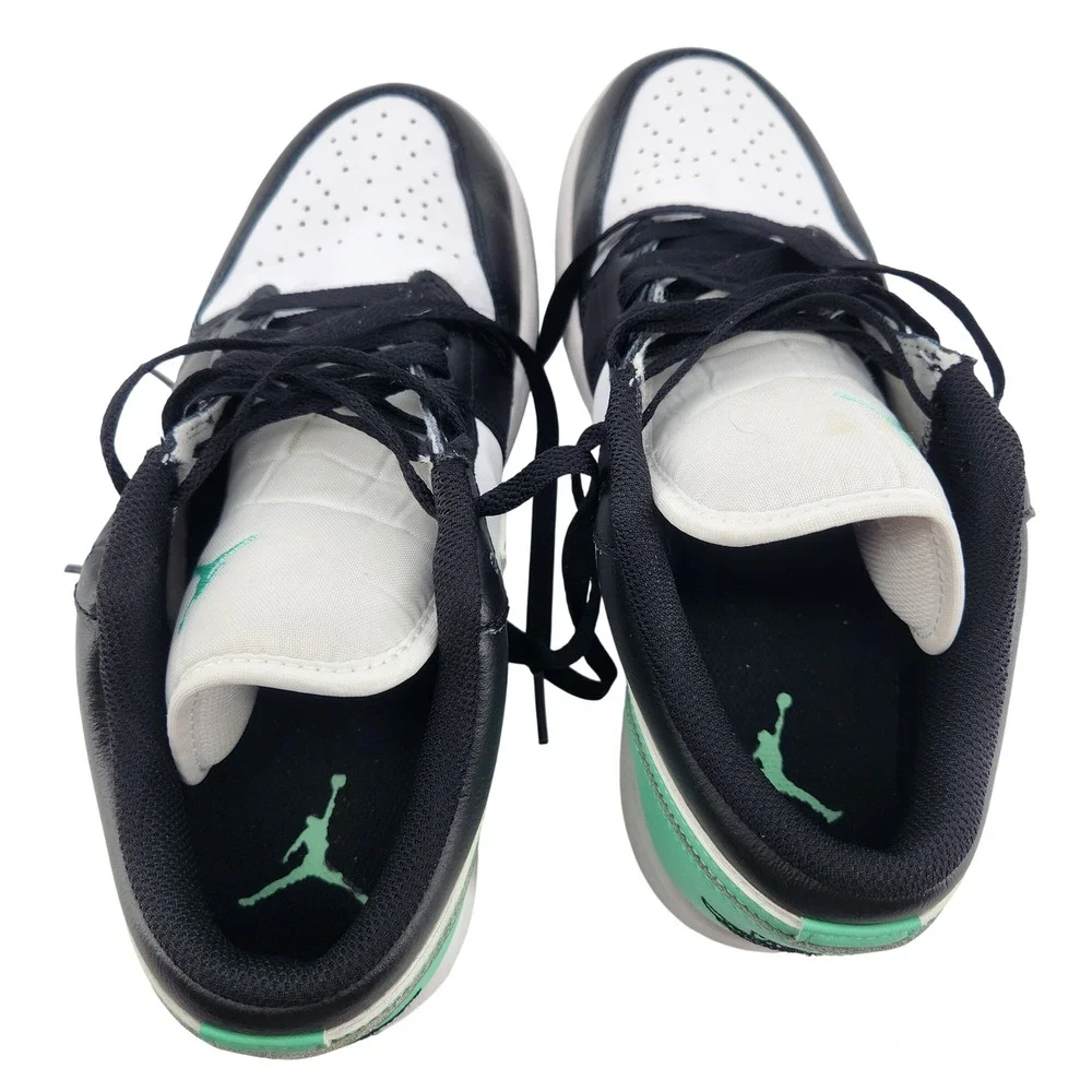 Nike Air Jordan 1 Low Green Glow Mens 8 White‎ Black 553558-131 Basketball Shoes